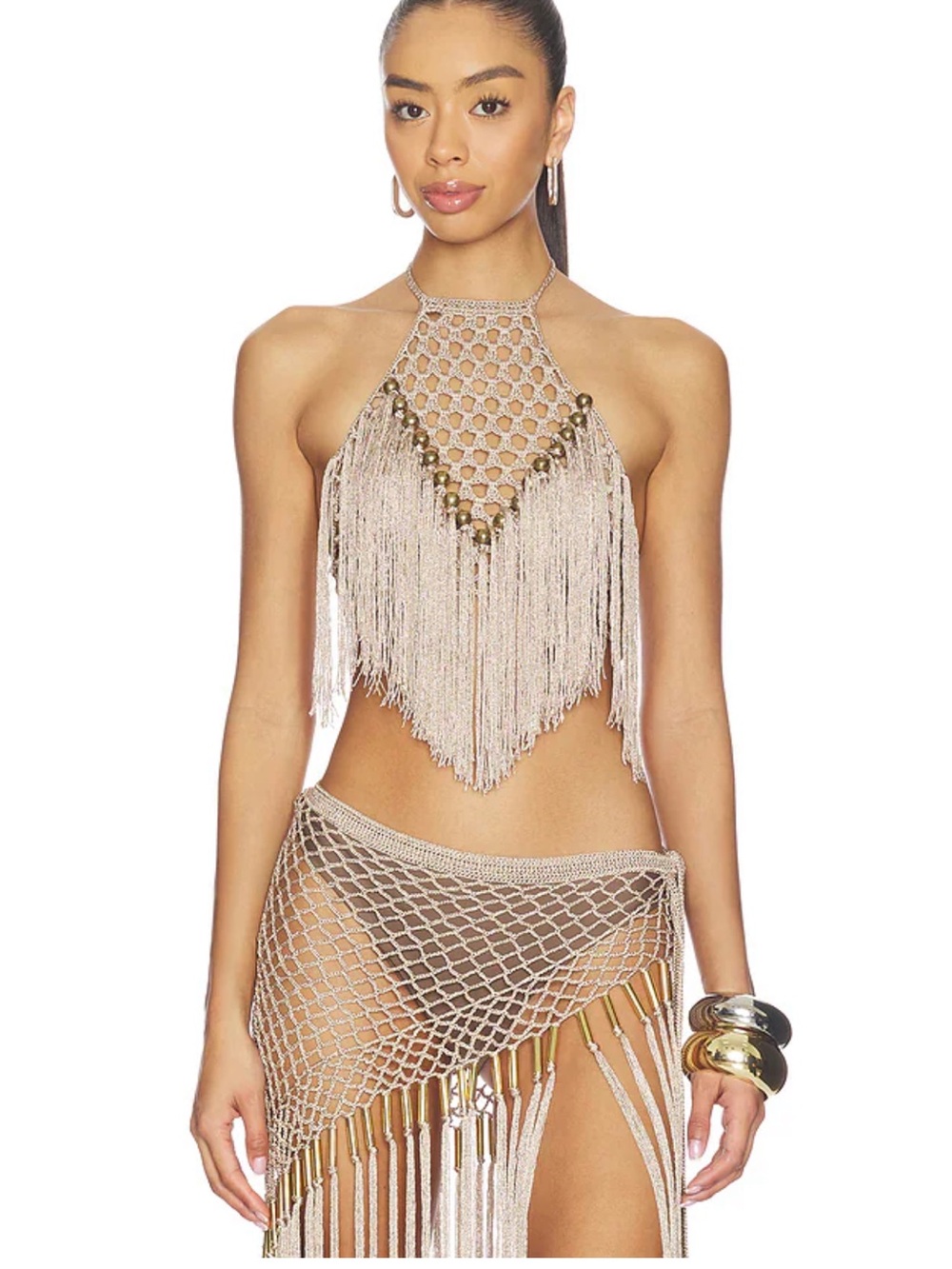 My Beachy Side Aria Crochet Fringe Set | Bronze | Size Small |